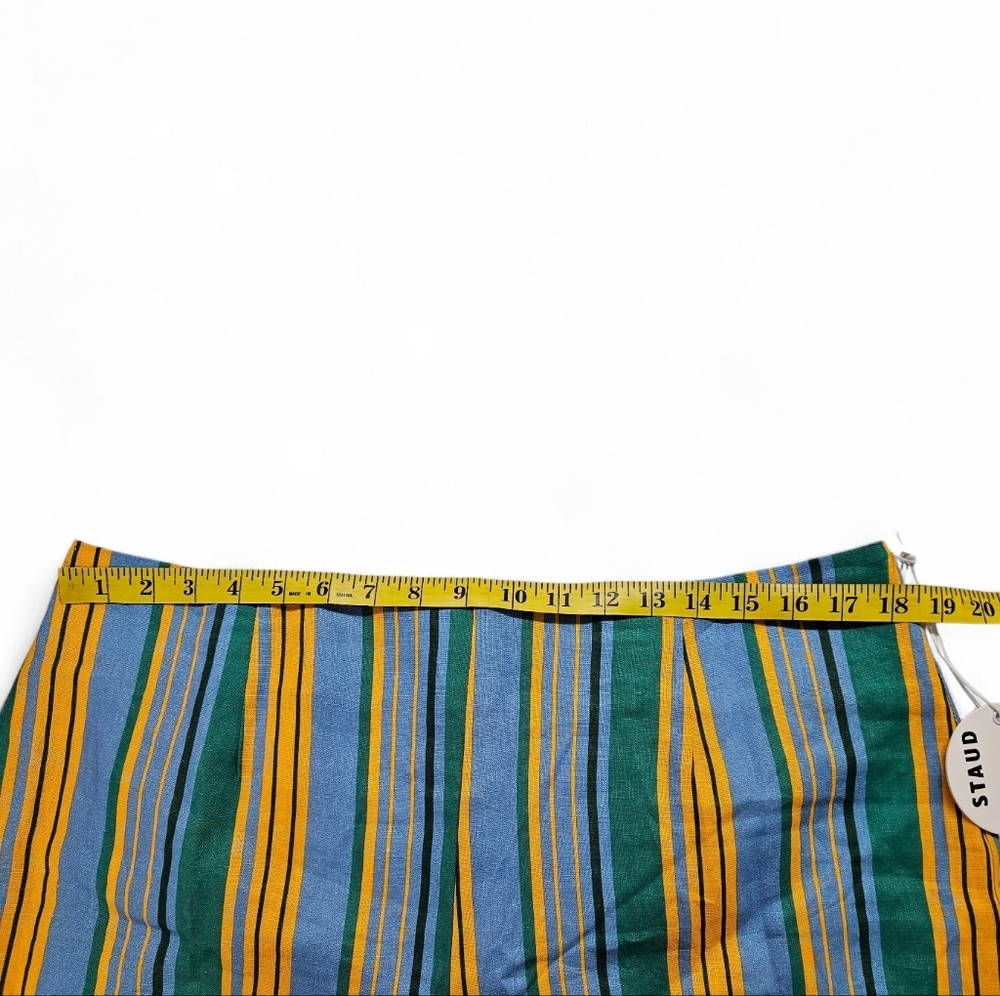 Staud Oscar Striped Linen Shorts In Blue And Orange Ibiza Stripe Size 16 NWT - Picture 11 of 14